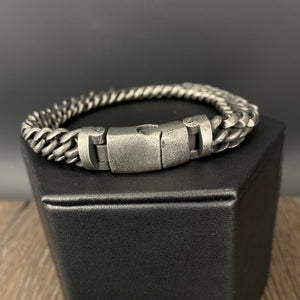 Men’s woven chain bracelet - antique silver stainless steel