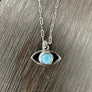 Larimar protective eye chain necklace - silver - Renee Piatt Collection