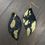 Leather faux pony hair and metallic leaf earrings - silver, gold - Renee Piatt Collection