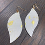 Leather faux pony hair and metallic leaf earrings - silver, gold - Renee Piatt Collection