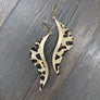 Leather fringe wave earring - gold - Renee Piatt Collection