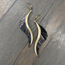 Leather fringe wave earring - gold - Renee Piatt Collection