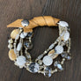 Leather wrapped beaded stretch bracelet - Renee Piatt Collection