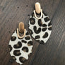 Leopard faux pony hair leaf earrings - Renee Piatt Collection