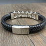 Men's “Bicycle chain” and vegan leather bracelet - chrome - Renee Piatt Collection