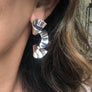 Metal ribbon wave earrings - silver, gold, rose gold - Renee Piatt Collection