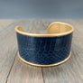 Modern leather cuff bracelet with snakeskin print - Renee Piatt Collection