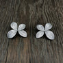 Pavé cz 3d large flower stud earrings - Renee Piatt Collection