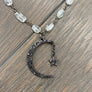 Quartz nugget necklace wih black pavé cz pendant - gunmetal - Renee Piatt Collection