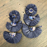Raffia and acetate triple fan earrings - Renee Piatt Collection