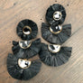 Raffia and acetate triple fan earrings - Renee Piatt Collection