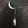 Reversible mother of pearl crescent moon and amethyst slice necklace - gold - Renee Piatt Collection