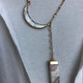 Reversible mother of pearl crescent moon and amethyst slice necklace - gold - Renee Piatt Collection