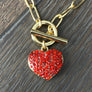 Reversible pavé puffed heart“Wrap and Toggle” necklace - silver, gold - Renee Piatt Collection