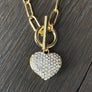 Reversible pavé puffed heart“Wrap and Toggle” necklace - silver, gold - Renee Piatt Collection