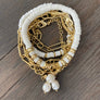 Rubber disc, paper clip and faux pearl bracelet set - gold - Renee Piatt Collection