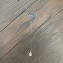 Sky blue cz accent Y necklace with hamsa drop - sterling, gold vermeil - Renee Piatt Collection