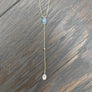 Sky blue cz accent Y necklace with hamsa drop - sterling, gold vermeil - Renee Piatt Collection