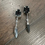 Tabasco geode stud earring with gemstone drop / silver - Renee Piatt Collection
