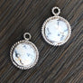 Textured trim stone thread earrings - silver - Renee Piatt Collection