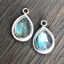 Textured trim stone thread earrings - silver - Renee Piatt Collection