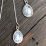 Textured trim stone thread earrings - silver - Renee Piatt Collection
