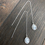 Textured trim stone thread earrings - silver - Renee Piatt Collection
