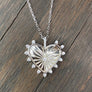 Tiny cz trimmed heart amulet necklace - sterling silver - Renee Piatt Collection