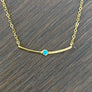 Tiny dainty gold bar with turquoise accent necklace - gold vermeil - Renee Piatt Collection