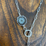 Toggle lariat with jasper stalactite slice accent - silver - Renee Piatt Collection