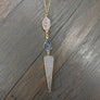 Triple druzy Y necklace - gold - Renee Piatt Collection