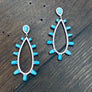 Turquoise accented teardrop hoop earrings - sterling silver - Renee Piatt Collection